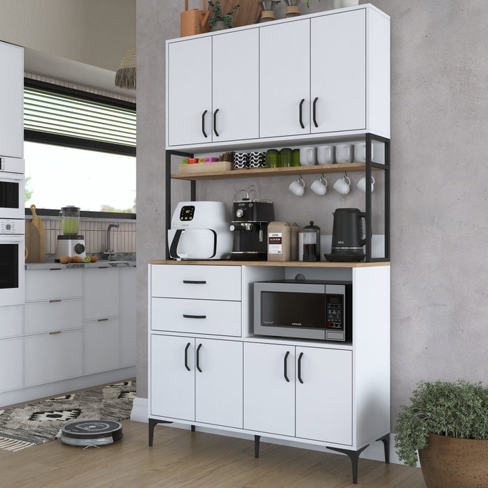 Hanah Home Armario Multiusos JE180 - 3403 Nogal y Blanco Hanah Home Armario Multiusos JE180 - 3403 Nogal y Blanco